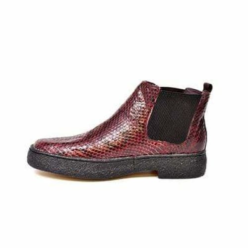 British Walkers Soho Men s Burgundy Snake Skin Custom Made Boots Online Sale