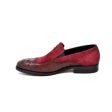 British Walkers Shiraz Crocs Men s Burgundy Crocodile Leather and Suede Loafers Online Sale