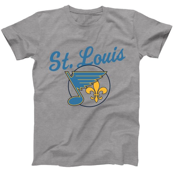 ST. LOUIS BLUES SERIES SIX FLEUR DE LIS TEE- GRAY For Cheap