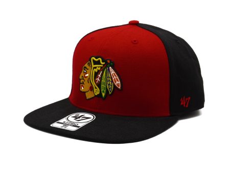 Mens 47 Brand Chicago Blackhawks Pro Fitted - Black Red on Sale