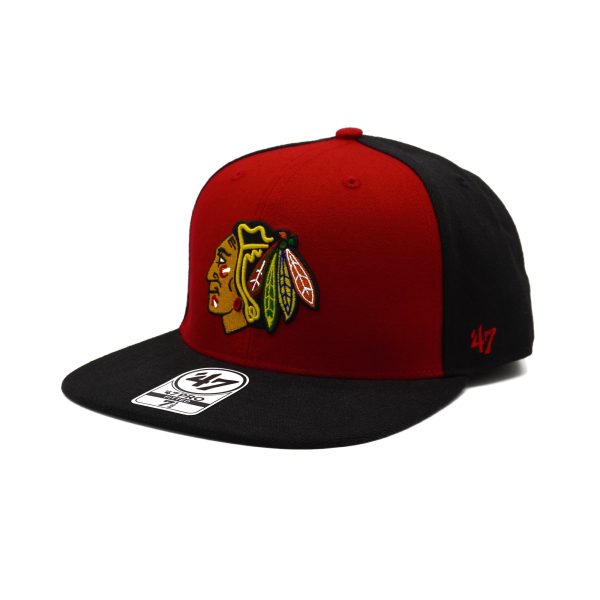 Mens 47 Brand Chicago Blackhawks Pro Fitted - Black Red on Sale