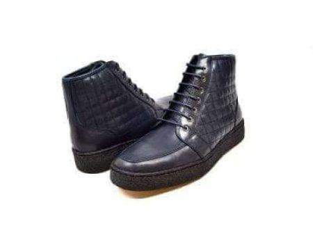 British Walkers Extreme Navy Blue Leather High Top with Crepe Sole High Tops Online Sale