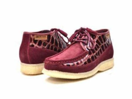 British Walkers Knicks Croc Men s Burgundy Crocodile Leather and Suede Discount