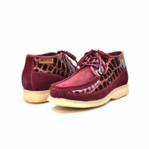 British Walkers Knicks Croc Men s Burgundy Crocodile Leather and Suede Discount