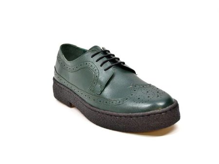 British Walkers Playboy Originals Wingtip Low Cut Men s Hunter Green Leather Oxfords For Discount