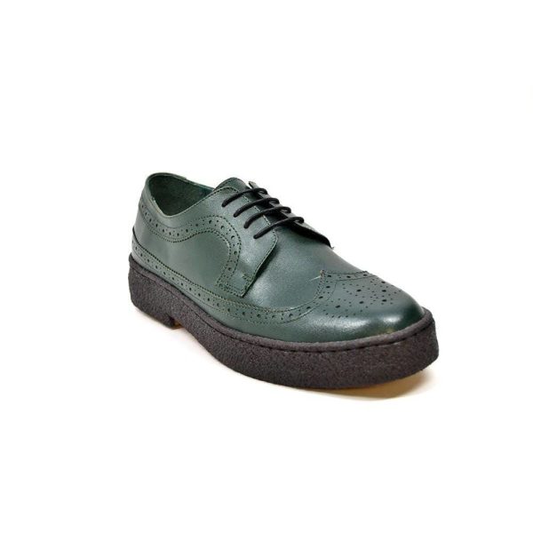 British Walkers Playboy Originals Wingtip Low Cut Men s Hunter Green Leather Oxfords For Discount