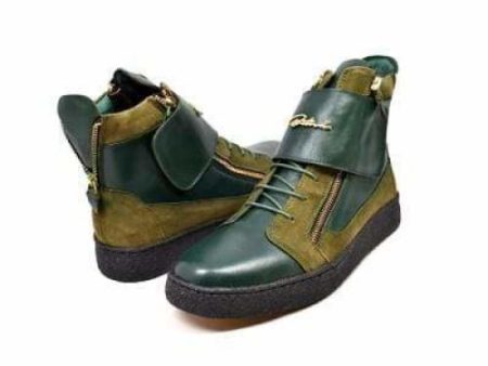 British Walkers Empire Men s Green Leather Crepe Sole High Tops For Cheap