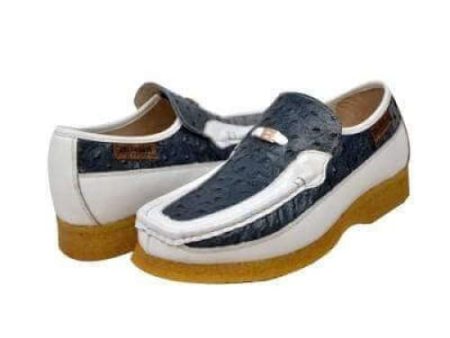 British Walkers Harlem Men s Blue and White Leather With Crepe Sole Sale