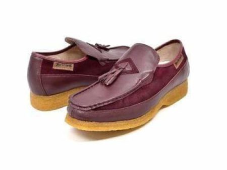 British Walkers Brooklyn Men s Burgundy Leather and Suede Crepe Sole Slip On on Sale