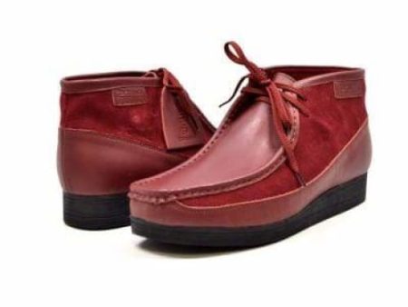 British Walkers New Castle Wallabee Boots Men s Red Leather and Suede Discount