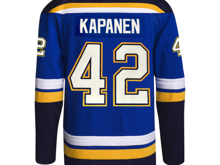 ST. LOUIS BLUES ADIDAS AUTHENTIC PRO-STITCH KAPANEN #42 HOME JERSEY - BLUE For Sale