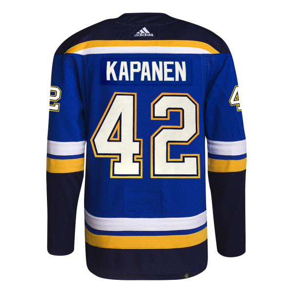 ST. LOUIS BLUES ADIDAS AUTHENTIC PRO-STITCH KAPANEN #42 HOME JERSEY - BLUE For Sale