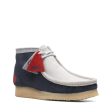 Clarks Originals Wallabee Boots VCY Men s Navy Gray and Red Suede 26165077 For Sale