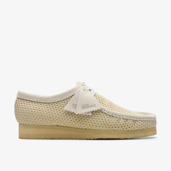 [26175849] Mens CLARKS WALLABEE - OFF WHITE MESH For Cheap