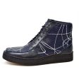 British Walkers Extreme Limited Edition Men s Navy Leather Linear Design High Tops Custom Made Sale