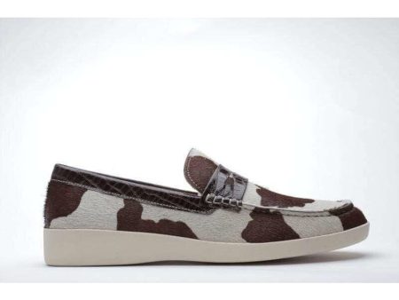 Johnny Famous Bally Style Pony Men s Brown Animal Print Leather and Suede Slip Ons Fashion