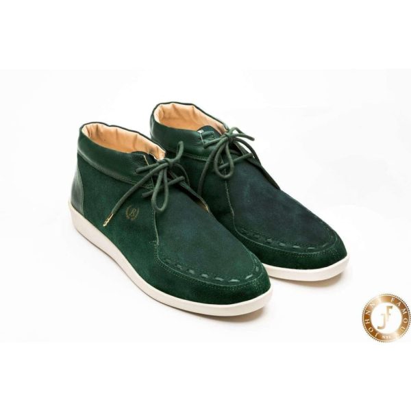 Johnny Famous Bally Style Soho Men s Emerald Green Leather and Suede High Tops For Discount