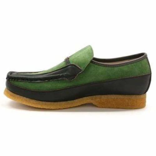 British Walkers Power Men s Green and Brown Leather Crepe Sole Slip Ons Cheap