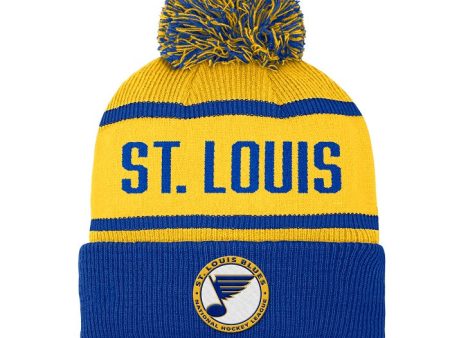 ST. LOUIS BLUES FANATICS CIRCLE LOGO POM KNIT HAT - BLUE GOLD For Discount