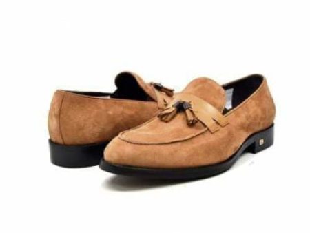 British Walkers Space Men s Cognac Suede and Leather Sophisticated Crepe Sole Loafers on Sale