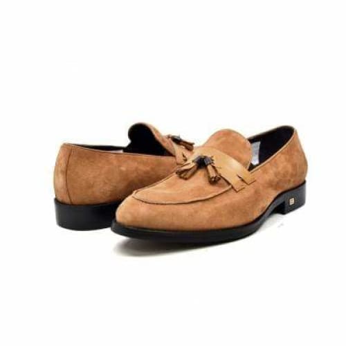 British Walkers Space Men s Cognac Suede and Leather Sophisticated Crepe Sole Loafers on Sale