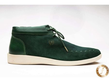 Johnny Famous Bally Style Soho Men s Emerald Green Leather and Suede High Tops For Discount