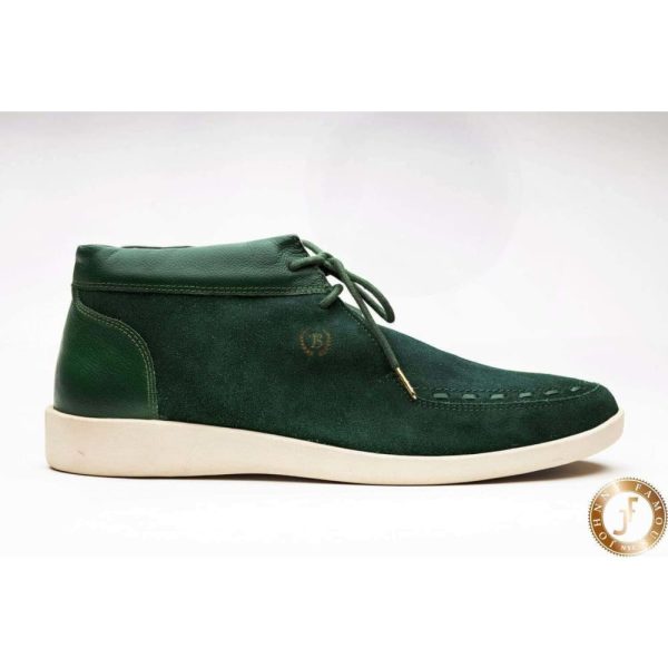 Johnny Famous Bally Style Soho Men s Emerald Green Leather and Suede High Tops For Discount