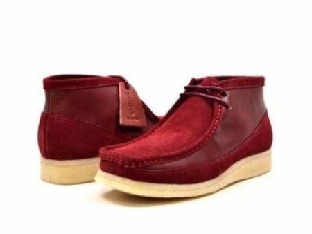 British Walkers Walker 100 Wallabee Boots Men s Burgundy Suede and Leather For Sale