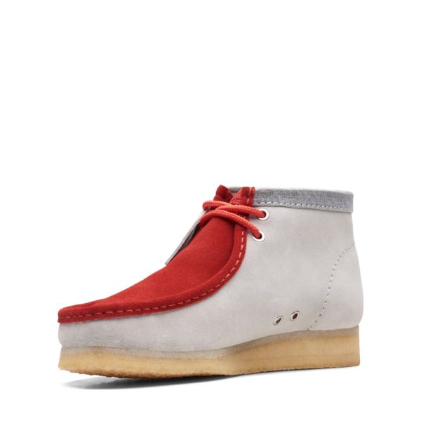 Clarks Originals Wallabee Boots VCY Men s Red and Gray Suede 26165076 For Discount