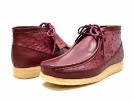 British Walkers Walker 100 Wallabee Boots Men s Burgundy Ostrich Leather Online