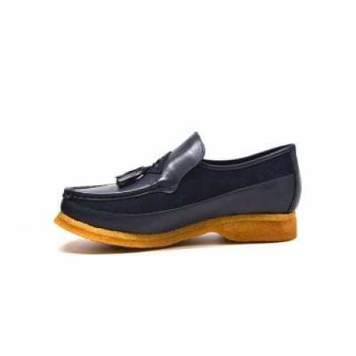 British Walkers Brooklyn Men s Navy Blue Leather and Suede Crepe Sole Slip On Supply