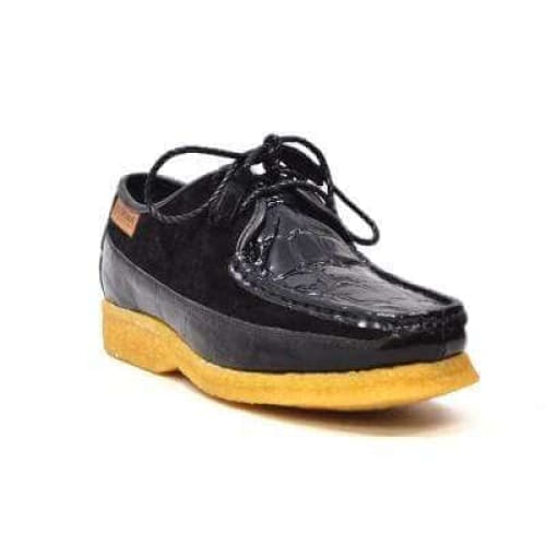 British Walkers Crown Croc Men s Black Crocodile Leather and Suede Crepe Sole Online now