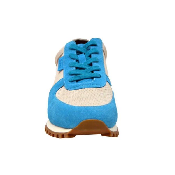 British Walkers Surrey Men s Blue and Beige Leather and Suede Sneakers For Cheap