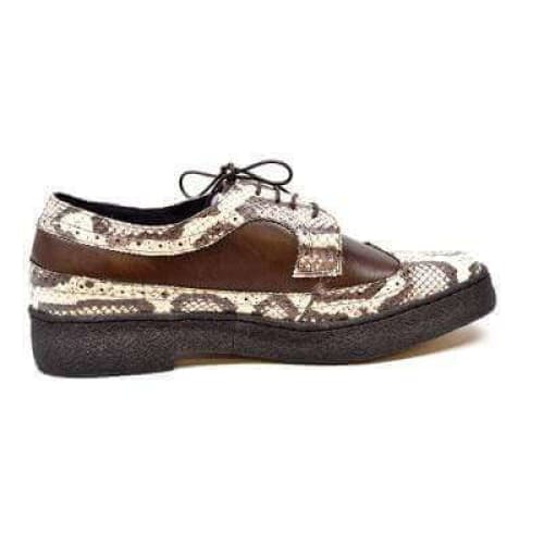 British Walkers Wingtip Low Cut Men s Brown Snake Leather For Cheap