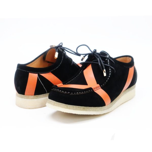 British Walkers Men s Wallabee Low Top Men s Black and Orange Striped Suede Online Sale