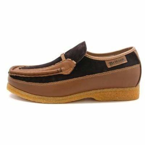 British Walkers Power Men s Brown and Tan Leather Crepe Sole Slip Ons Sale