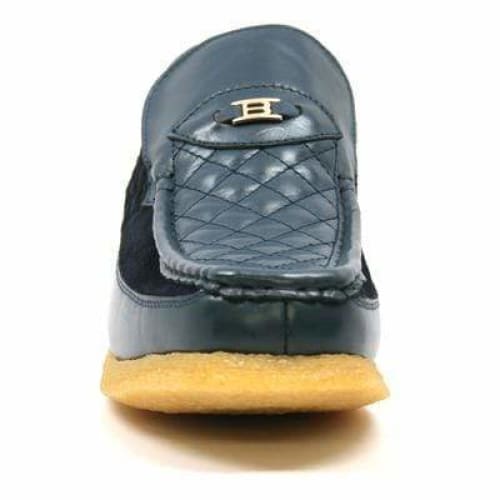 British Walkers Checkers Men s Navy Blue Leather and Suede Slip Ons Online