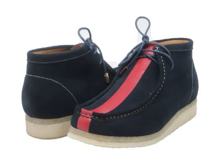 British Walkers Stripe Wallabee Boots Men s Navy and Red Striped Suede Supply