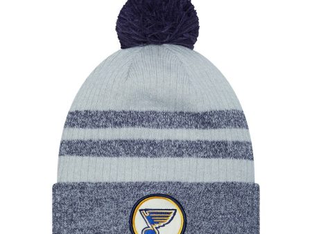 ST. LOUIS BLUES NEW ERA CIRCLE NOTE STRIPED POM KNIT - GREY BLUE Online