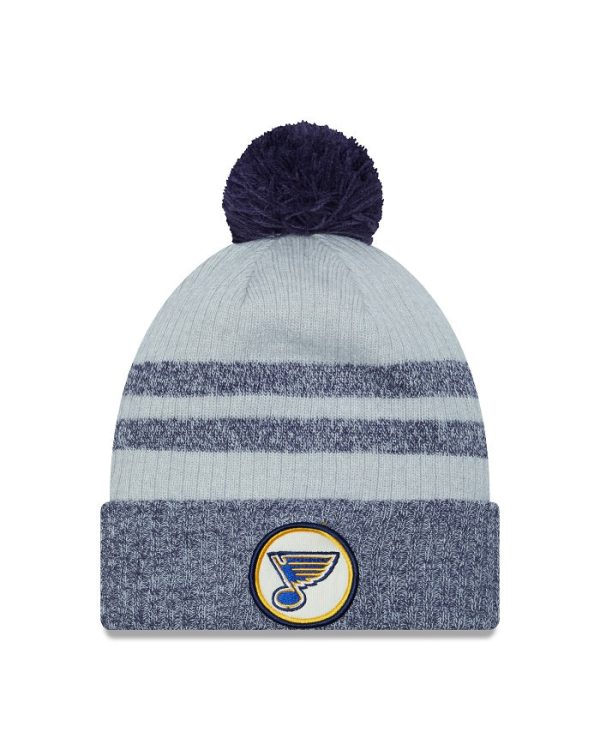 ST. LOUIS BLUES NEW ERA CIRCLE NOTE STRIPED POM KNIT - GREY BLUE Online