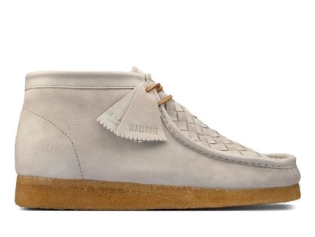 Clarks Originals Wallabee Boots Men s White Woven Suede Canvas 26159539 For Sale