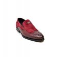 British Walkers Shiraz Crocs Men s Burgundy Crocodile Leather and Suede Loafers Online Sale