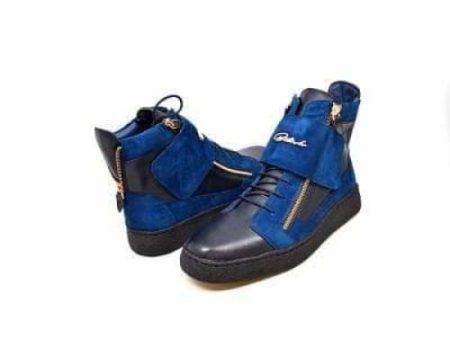 British Walkers Empire Men s Navy Blue Leather Crepe Sole High Tops Online Sale