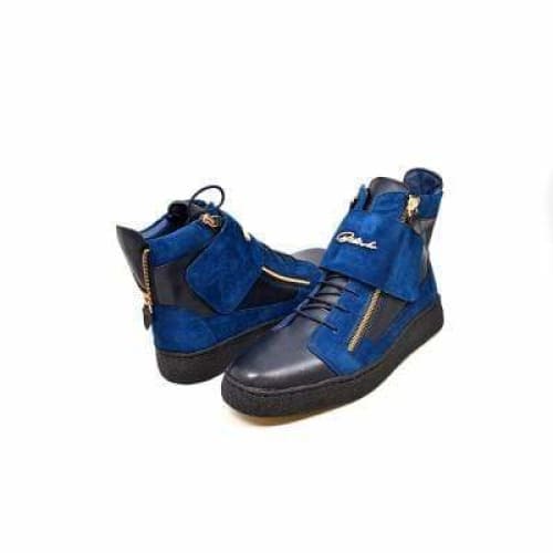 British Walkers Empire Men s Navy Blue Leather Crepe Sole High Tops Online Sale