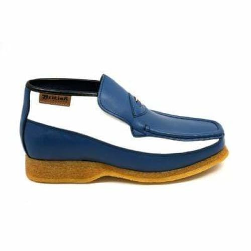 British Walkers Checkers Men s Blue and White Leather Slip Ons Supply