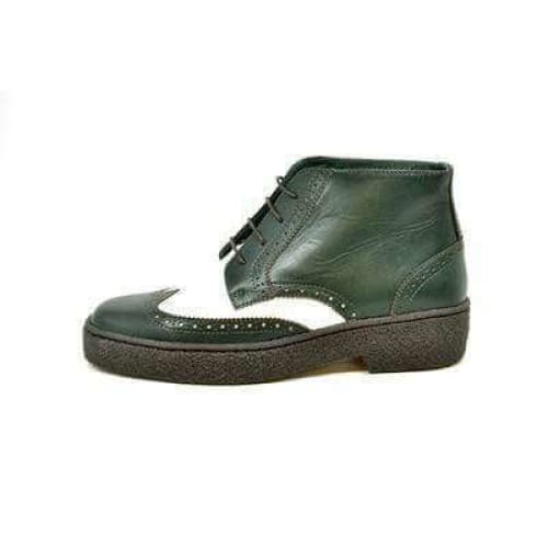 British Walkers Wingtip Two Tone Men s Green and White Leather For Discount