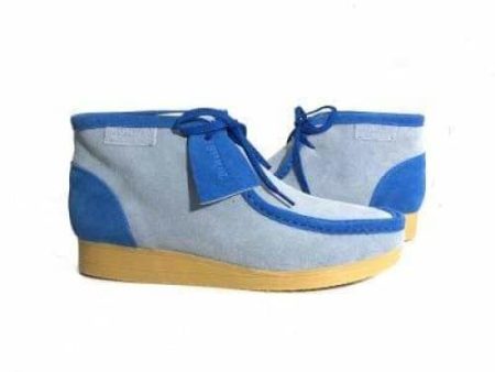 British Walkers New Castle Wallabee Boots Men s Powder and Sky Blue Suede Cheap