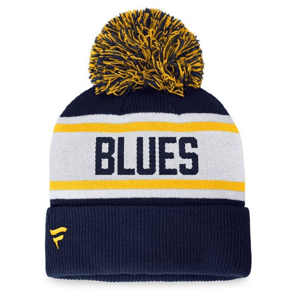 St. Louis Blues Ladies Note Pom Knit Navy White Supply