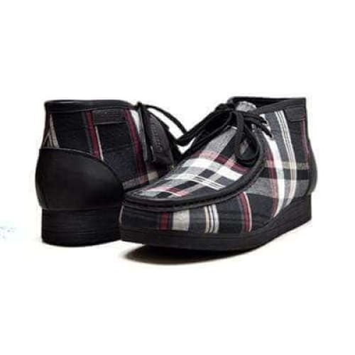 British Walkers New Castle Print Wallabee Boots Men s Black Plaid Leather and Suede Hot on Sale