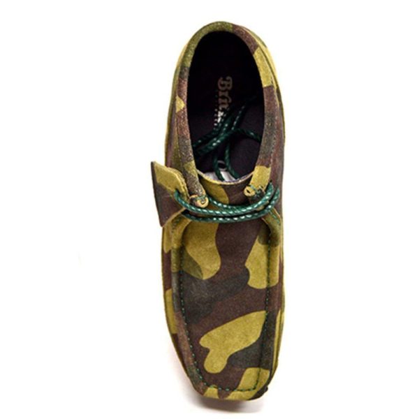 British Walkers Walker 100 Wallabee Boots Men s Green Camo Leather and Suede High Tops Discount